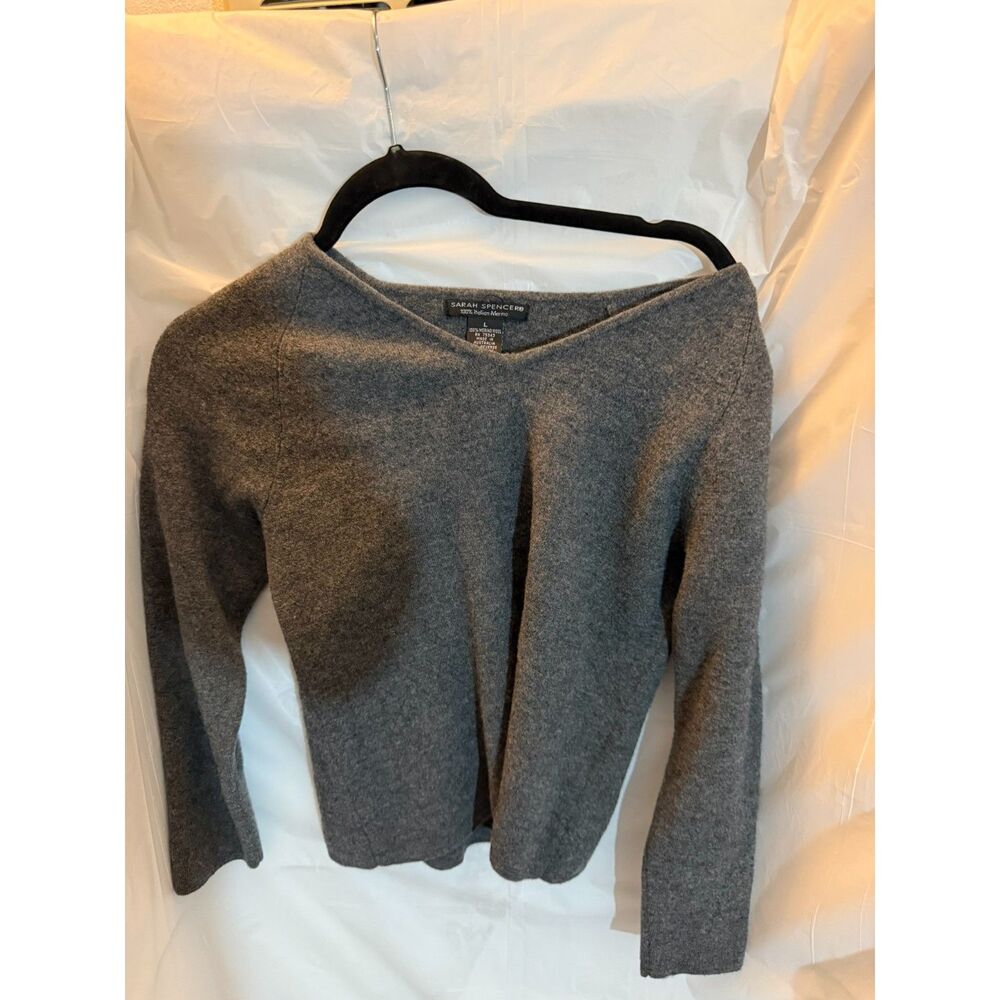 Sarah Spencer 100% Merino Wool Sweater – Gray, Size L, Made in Australia